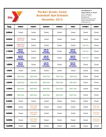 Basketball Gym Schedule (version 1)