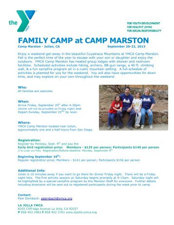 FAMILY CAMP at CAMP MARSTON - La Jolla YMCA