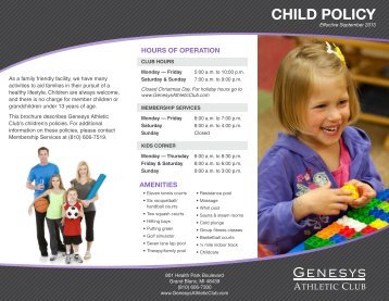 Children's Policies - Genesys Athletic Club