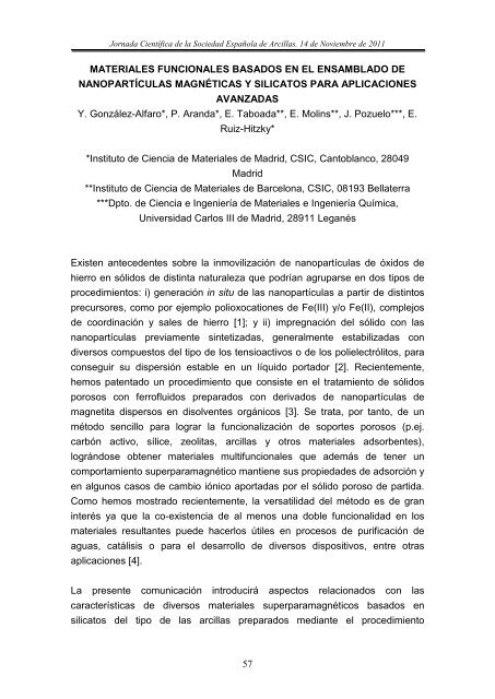 2011 Jornada CientÃ­fica de la Sociedad EspaÃ±ola de Arcillas 14 de ...