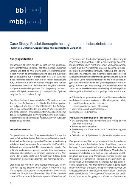 Case Study: Produktionsoptimierung in einem Industriebetrieb