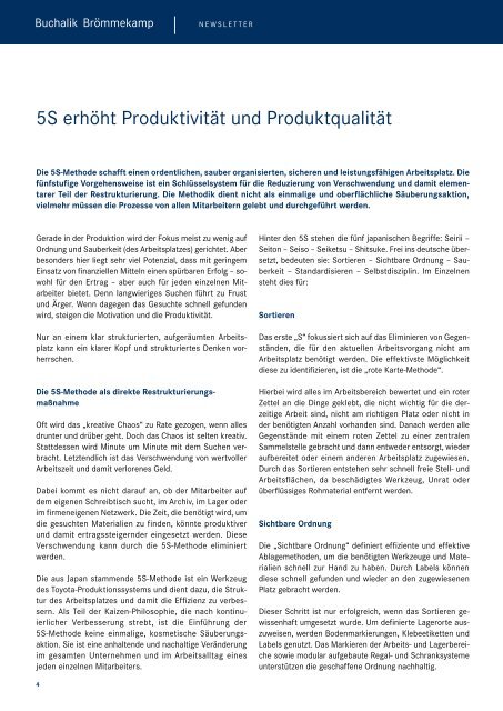 5S erhÃ¶ht ProduktivitÃ¤t und ProduktqualitÃ¤t - Buchalik BrÃ¶mmekamp