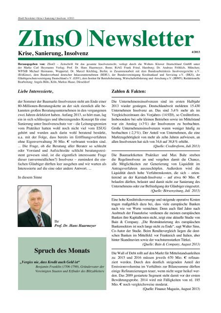 ZInsO-Newsletter 04/2013