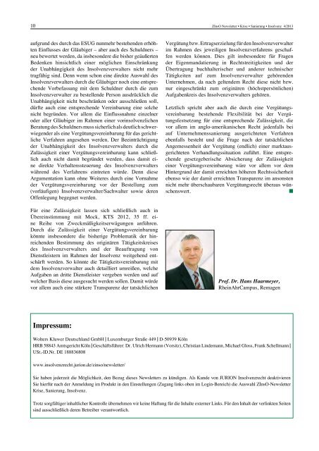 ZInsO-Newsletter 04/2013