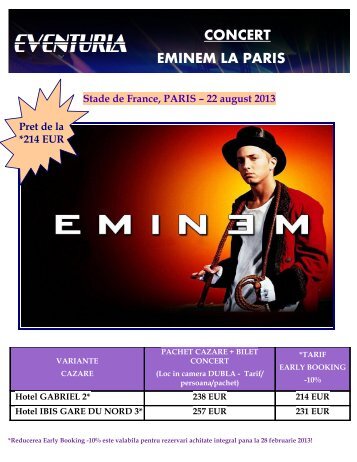 CONCERT EMINEM LA PARIS Stade de France ... - Activ Tours ERP