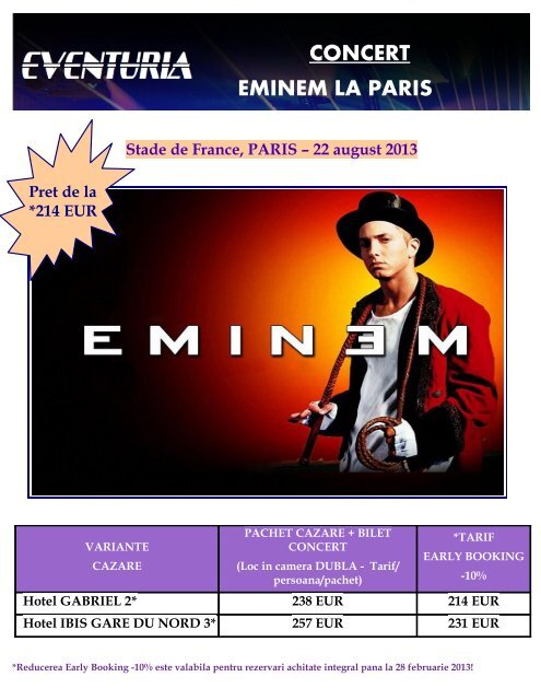 CONCERT EMINEM LA PARIS Stade de France ... - Activ Tours ERP