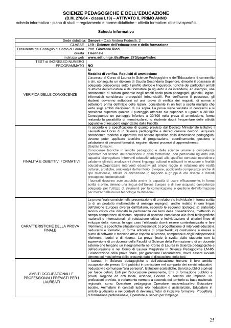 Università degli Studi di Genova - Scienze della Formazione