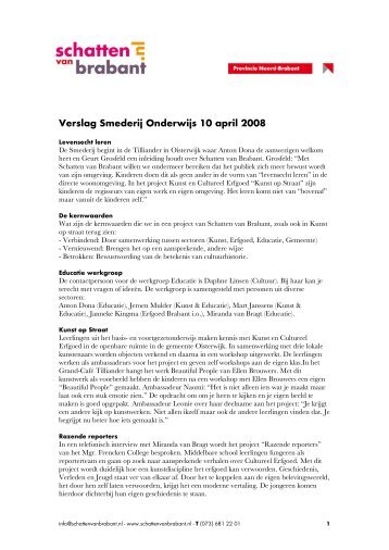 Verslag Smederij Onderwijs 10 april 2008 - Schatten van Brabant