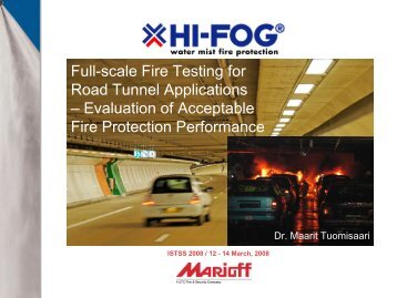 Full-scale fire testing for road tunnel applications - evaluation ... - istss