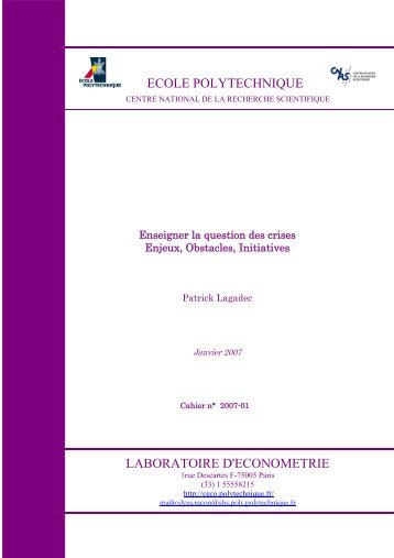 Enjeux, Obstacles, Initiatives, Cahiers du ... - Patrick Lagadec