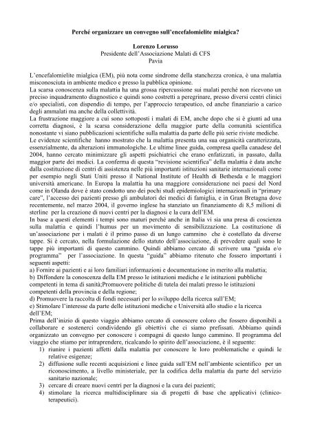 Atti del Convegno di Pavia del 4.12.2004 - Associazione CFS