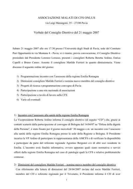 Lettera dimissioni consiglio direttivo associazione