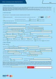 Zahtjev za izdavanje privatne MasterCard kartice - Erste Card Club