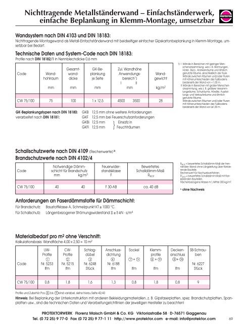 Nichttragende Metallständerwand – Einfachständerwerk ... - Protektor