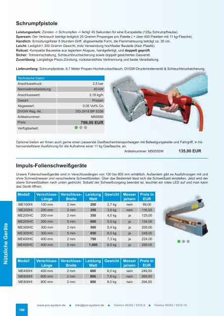 Maschinen & Geräte - Pro-System Verpackungstechnik GmbH