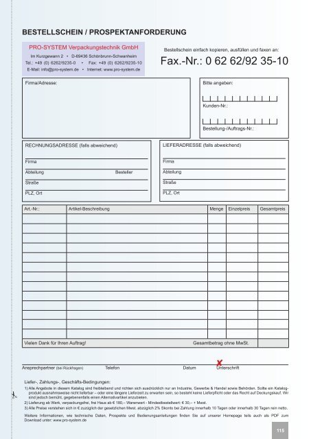 Maschinen & Geräte - Pro-System Verpackungstechnik GmbH