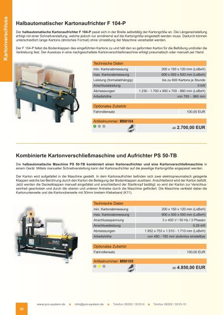 Maschinen & Geräte - Pro-System Verpackungstechnik GmbH