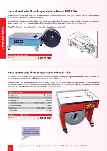 Maschinen & Geräte - Pro-System Verpackungstechnik GmbH