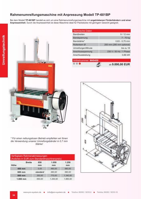 Maschinen & Geräte - Pro-System Verpackungstechnik GmbH