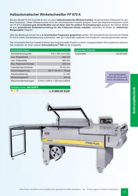 Maschinen & Geräte - Pro-System Verpackungstechnik GmbH