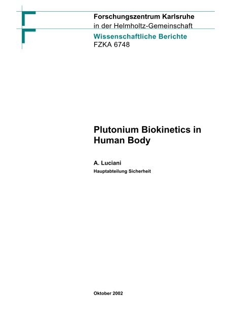 Plutonium Biokinetics in Human Body A. Luciani - Kit-Bibliothek - FZK