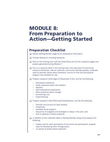 MODULE 8: From Preparation to Actionâ€”Getting Started