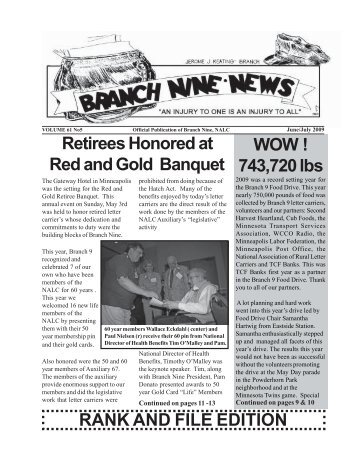 RANK AND FILE EDITION Retirees Honored at ... - Branch 9 NALC