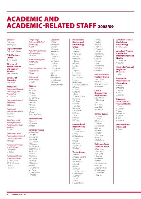 Annual Report 2008 - 2009 - Liverpool School of Tropical Medicine