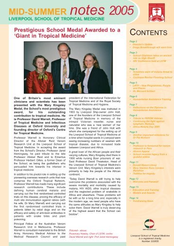 Midsummer Notes 2005 - Liverpool School of Tropical Medicine