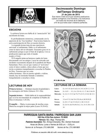 PARROQUIA SANTA MARIA / PARROQUIA SAN JUAN ... - Tn.org