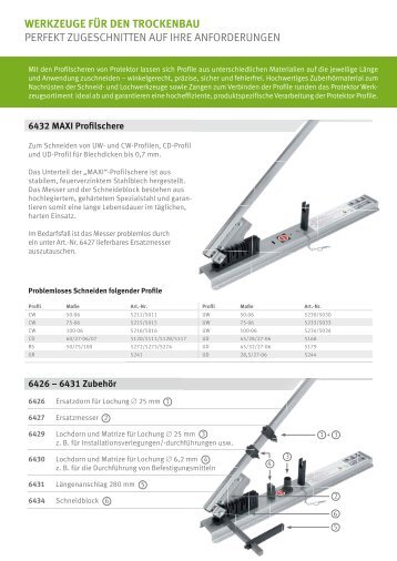 WERKZEUGE FÃƒÂœR DEN TROCKENBAU PERFEKT - Protektor