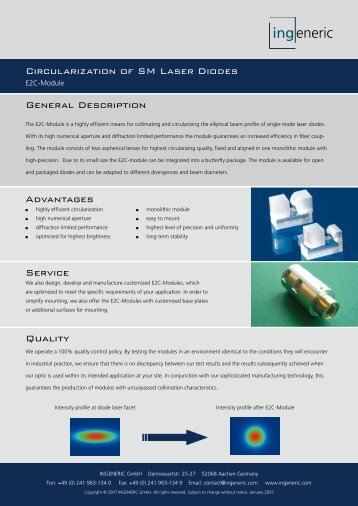 Circularization of SM Laser Diodes General Description Advantages ...