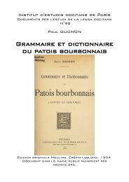 Grammaire et dictionnaire du patois bourbonnais - IEO ParÃ­s - Free