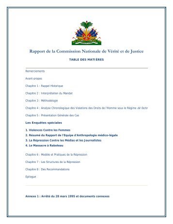 Rapport de la Commission Nationale de VÃ©ritÃ© et de Justice - DHnet