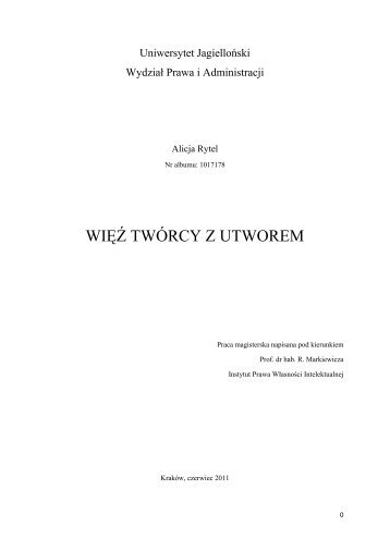 praca magisterska Alicji Rytel_1310927925.pdf - Instytut Prawa ...