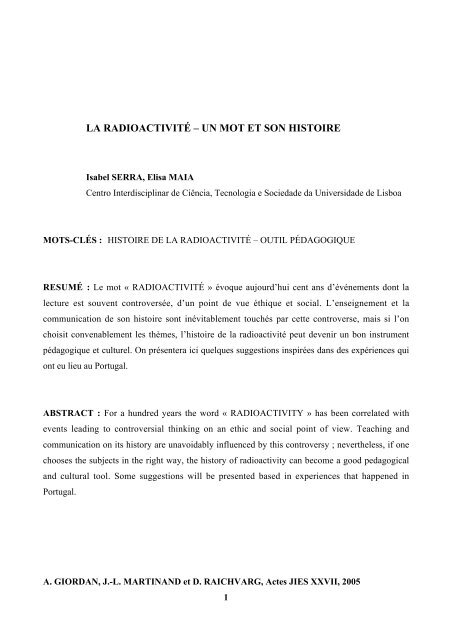 La Radioactivita C A Un Mot Et Son Histoire Fisica E Quimica Na
