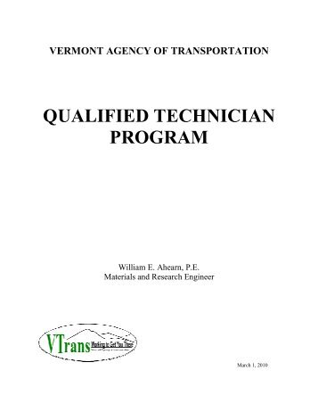 qualified technician program - Vermont AOT Program Development