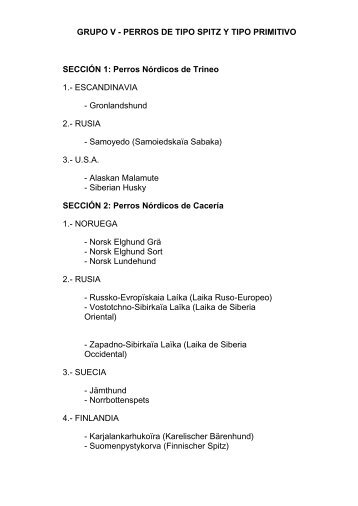 GRUPO V - PERROS DE TIPO SPITZ Y TIPO PRIMITIVO SECCIÃN 1