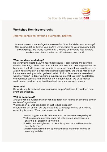 Workshop Kennisoverdracht