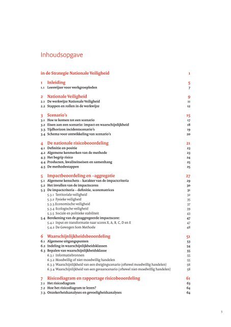 Werken met scenario's, risicobeoordeling en capaciteiten 2009