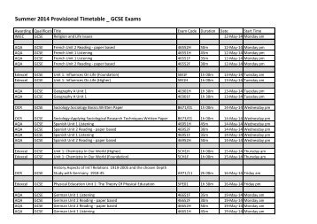 Summer 2014 Provisional Timetable _ GCSE Exams