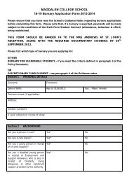 Sixth Form Bursary application form - Magdalen College School