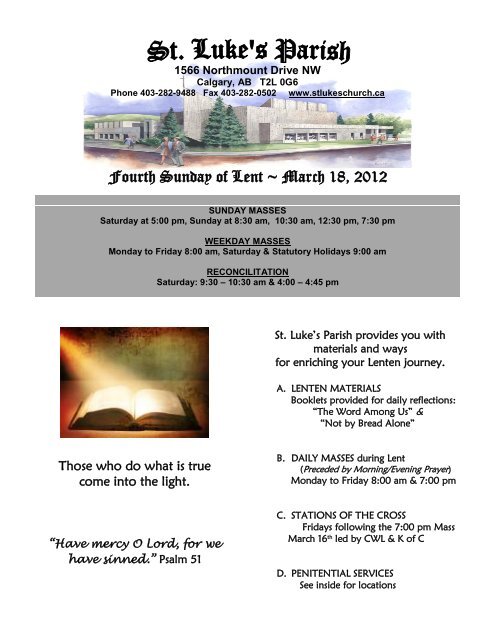 Fourth Sunday of Lent ~ March 18, 2012 - St. Luke's Parish