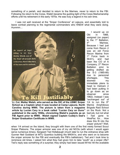 History of the USMC Sniper School - Rohrer, Bob Rohrer