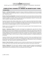 Change of Owner or Beneficiary Form - Catholic Life Insurance