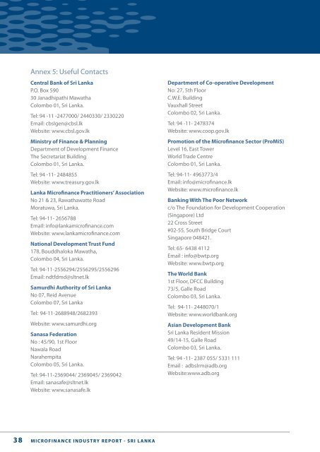 Microfinance Industry Report SRI LANKA - Microfinance in Sri Lanka