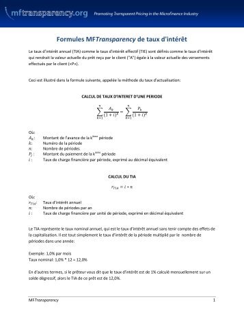 Formules MFTransparency de taux d'intérêt - MFTransparency.org