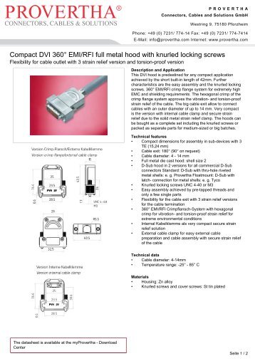 Compact DVI 360Ã‚Â° EMI/RFI full metal hood with knurled locking screws