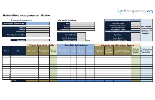 Modelo Plano de pagamentos- Modelo - MFTransparency.org