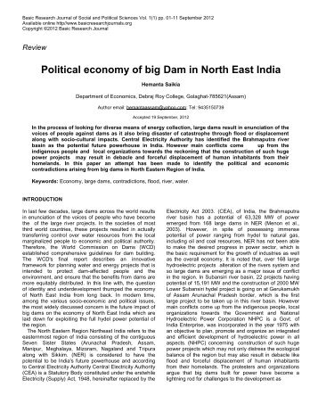 Political economy of big Dam in North East India - ResearchGate